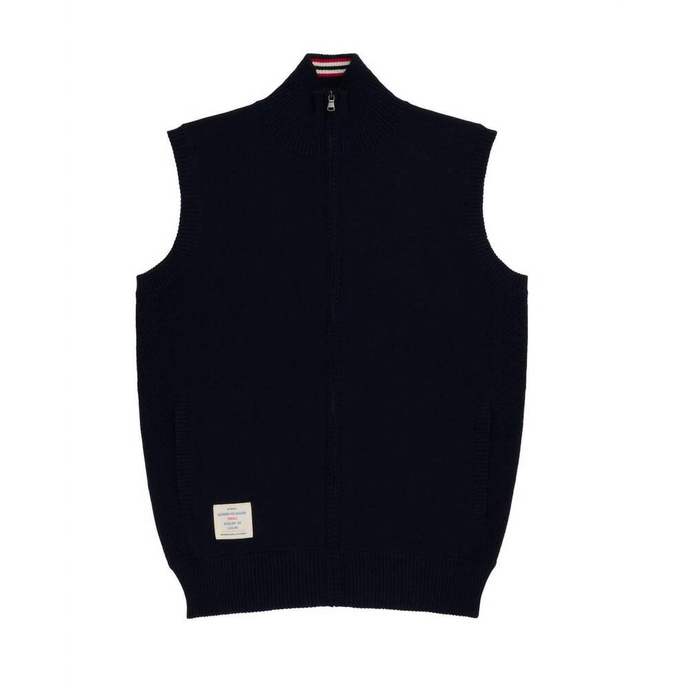 Men's Black Sleeveless Zip Knit Vest